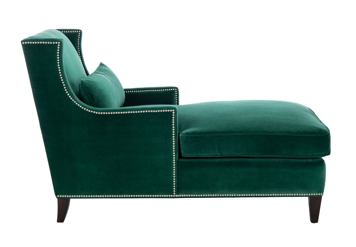 Safavieh Vitali Studded Chaise - Hunter Green | Lounge Chairs | Modishstore - 5