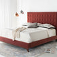 Safavieh Tsarina Velvet Tufted Bed - Dark Rose Pink | Beds | Modishstore