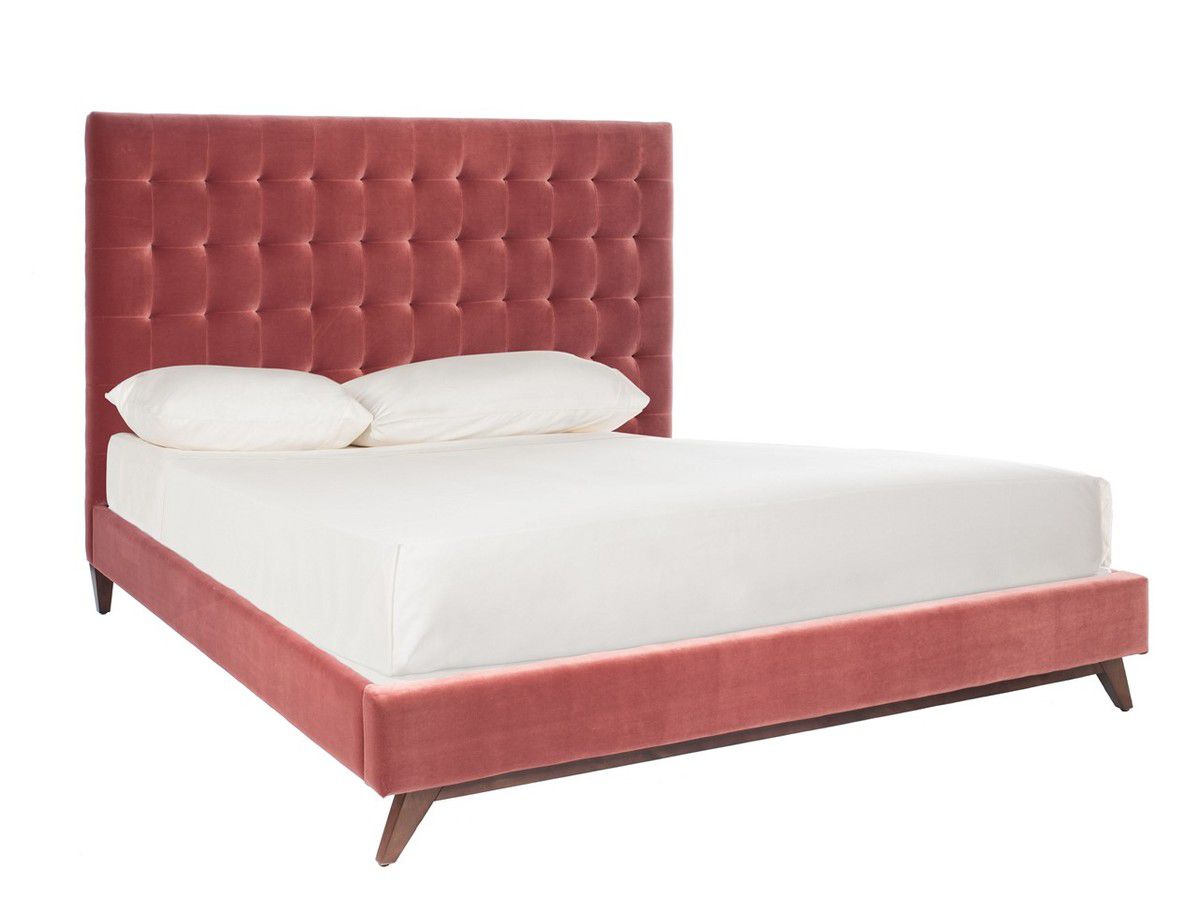Safavieh Tsarina Velvet Tufted Bed - Dark Rose Pink | Beds | Modishstore - 3