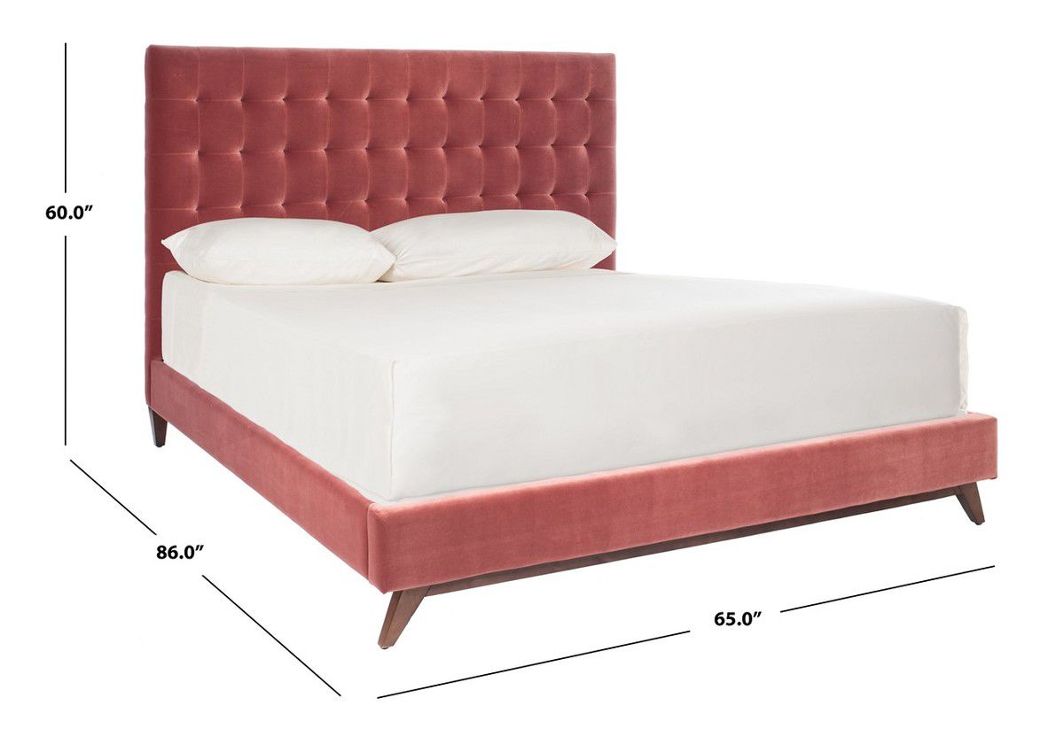 Safavieh Tsarina Velvet Tufted Bed - Dark Rose Pink | Beds | Modishstore - 5