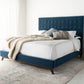 Safavieh Tsarina Velvet Tufted Bed - Dusty Blue | Beds | Modishstore