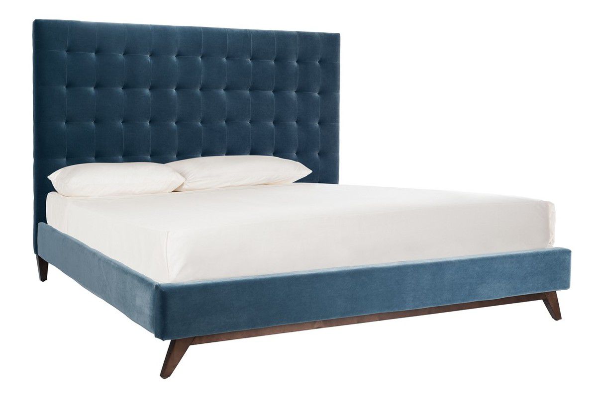 Safavieh Tsarina Velvet Tufted Bed - Dusty Blue | Beds | Modishstore - 3