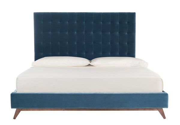 Safavieh Tsarina Velvet Tufted Bed - Dusty Blue | Beds | Modishstore - 2