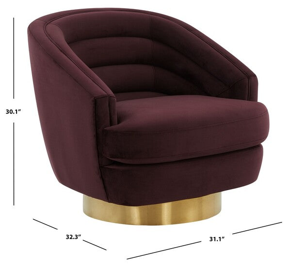 Safavieh Arvilla Swivel Club Chair - Cabernet | Accent Chairs | Modishstore - 3