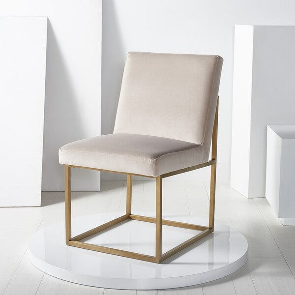 Safavieh Jenette Dining Chair - Taupe and Gold | Dining Chairs | Modishstore