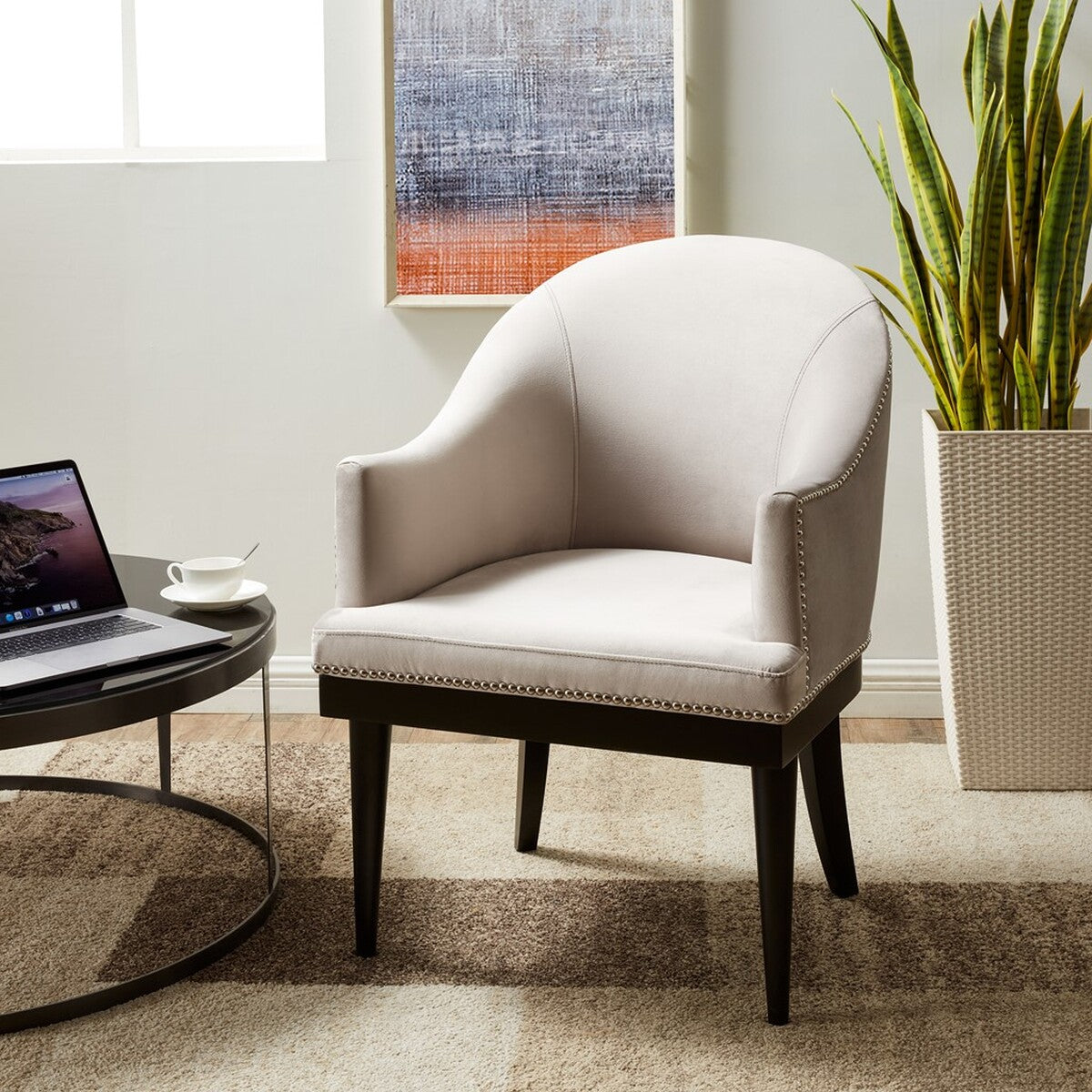 Safavieh Maynard Velvet Arm Chair | Armchairs | Modishstore