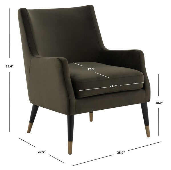 Safavieh Sicily Velvet Arm Chair - Shale | Accent Chairs | Modishstore - 3