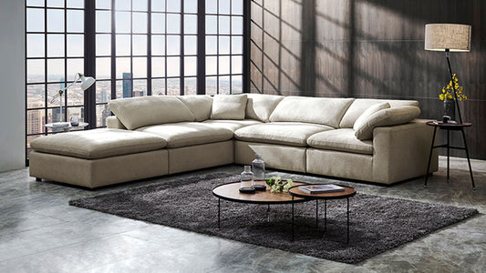 Divani Casa Kramer - Modern Modular Cream Fabric Sectional Sofa | Modishstore | Sofas