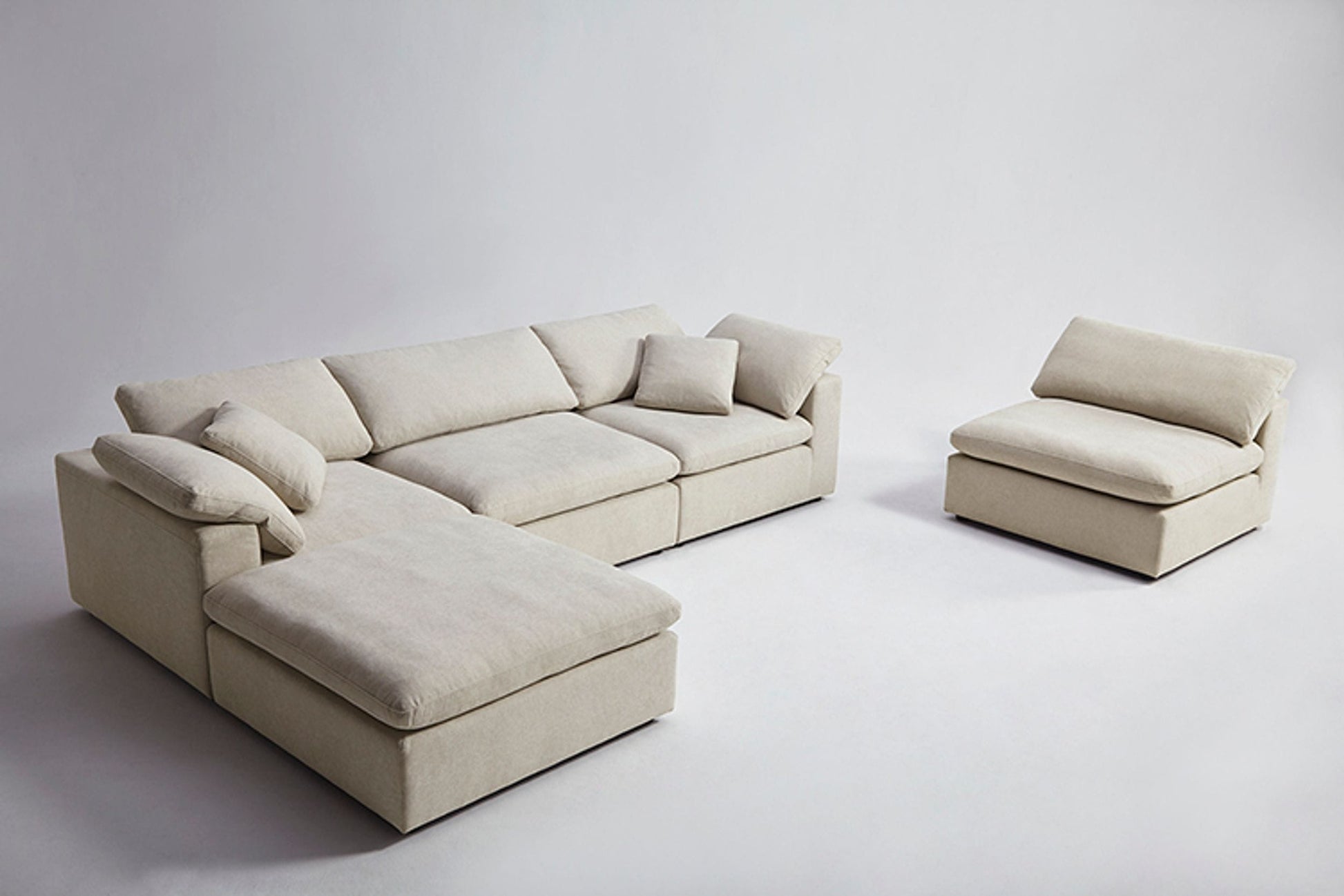 Divani Casa Kramer - Modern Modular Cream Fabric Sectional Sofa-3