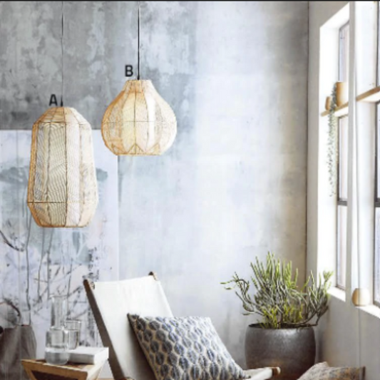 Lacey Rattan Woven Pendant Lamps- Round and Tall | Pendant Lamps | Modishstore