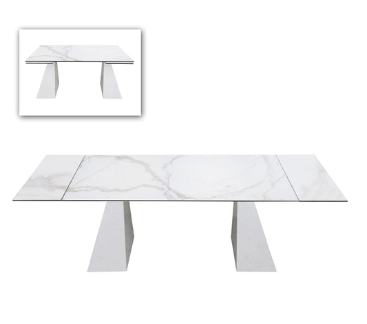 Modrest Latrobe - Modern White Ceramic Quartz 118" Extendable Dining Table | Dining Tables | Modishstore