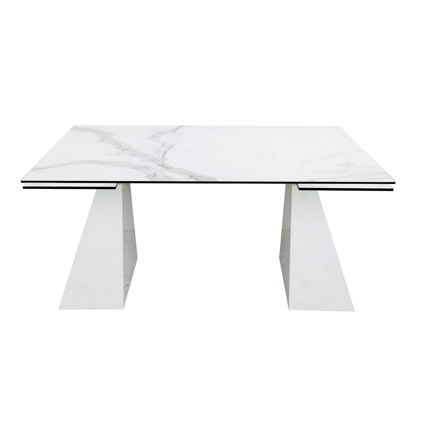 Modrest Latrobe - Modern White Ceramic Quartz 118" Extendable Dining Table | Dining Tables | Modishstore - 2