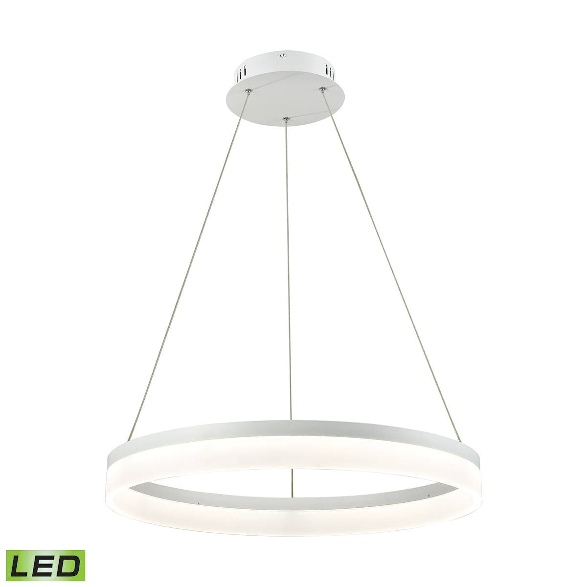 Cycloid 1-Light Chandelier in Matte White with Acrylic Diffuser - Integrated LED - Medium ELK Lighting | Chandeliers | Modishstore