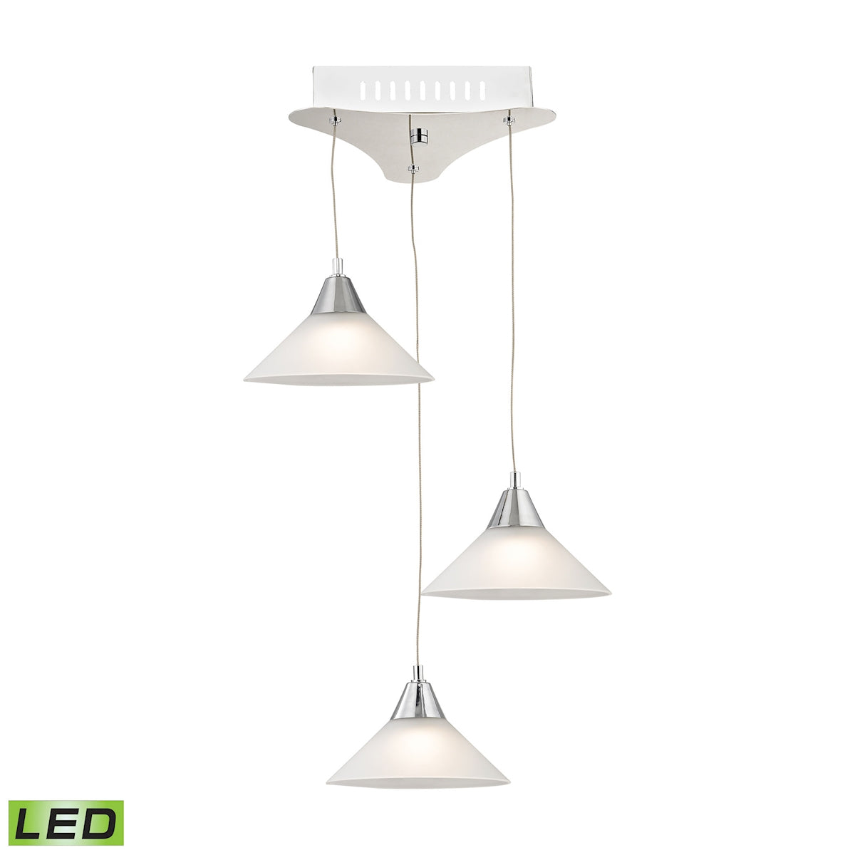Cono Triple Led Pendant Complete with White Glass Shade and Holder ELK Lighting | Pendant Lamps | Modishstore