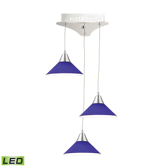 Cono Triple Led Pendant Complete with Blue Glass Shade and Holder ELK Lighting | Pendant Lamps | Modishstore