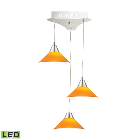 Cono Triple Led Pendant Complete with Yellow Glass Shade and Holder ELK Lighting | Pendant Lamps | Modishstore
