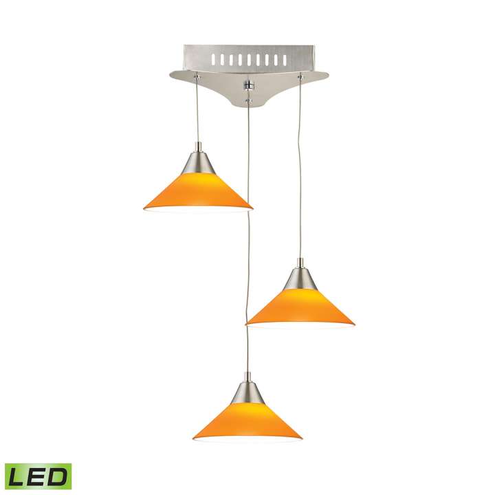Cono Triple Led Pendant Complete with Yellow Glass Shade and Holder | Pendant Lamps | Modishstore