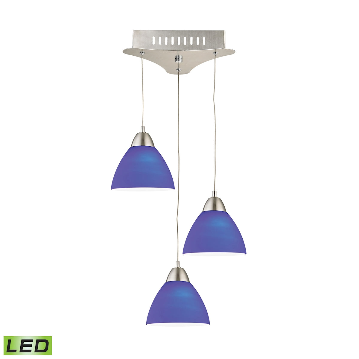 Piatto Integrated LED Triangular Mini Pendant Fixture with Blue Glass Shades ELK Lighting | Pendant Lamps | Modishstore