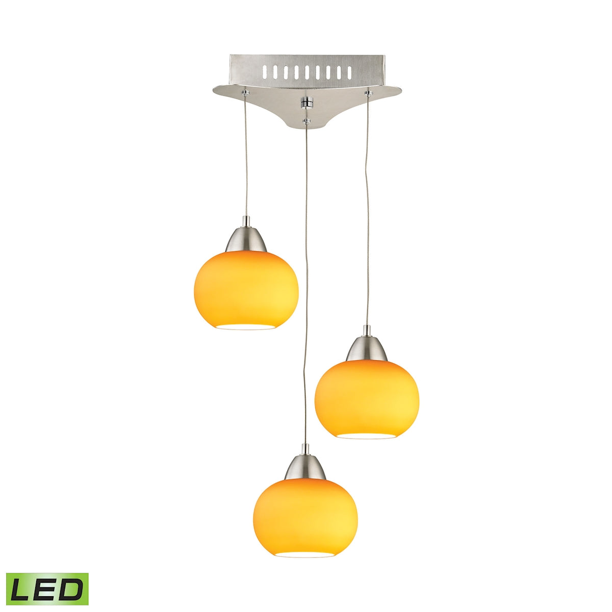 Ciotola Triple Led Pendant Complete with Yellow Glass Shade and Holder ELK Lighting LCA403-8-16M | Pendant Lamps | Modishstore