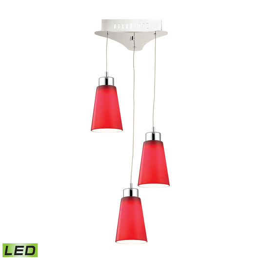 Coppa Triple Led Pendant Complete with Red Glass Shade and Holder ELK Lighting LCA503-11-15 | Pendant Lamps | Modishstore