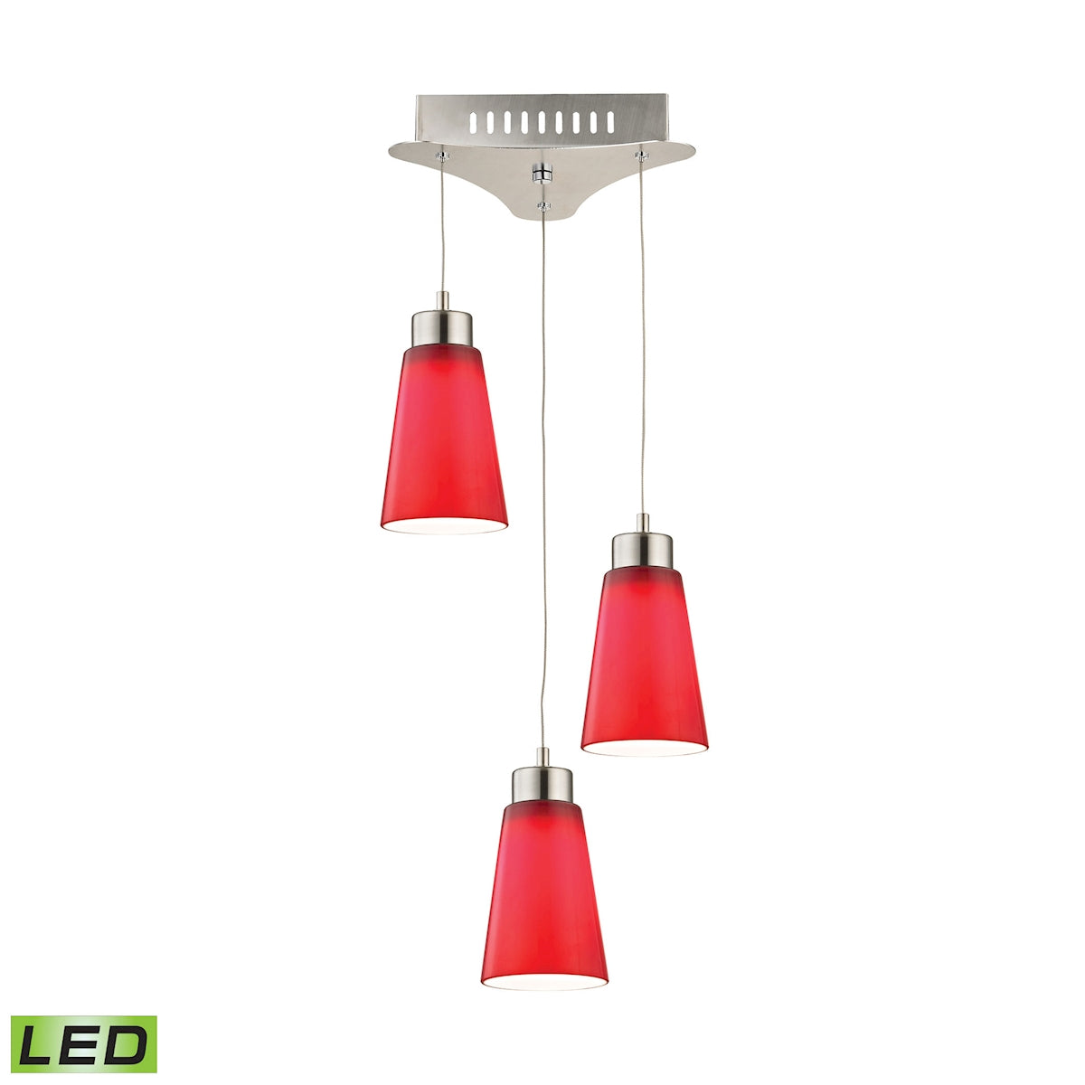 Coppa Triple Led Pendant Complete with Red Glass Shade and Holder ELK Lighting LCA503-11-16M | Pendant Lamps | Modishstore
