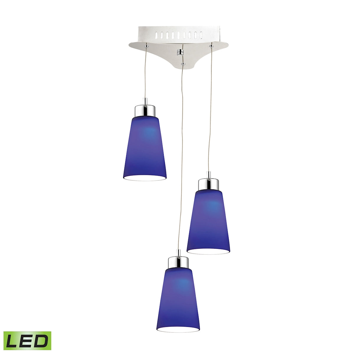 Coppa Triple Led Pendant Complete with Blue Glass Shade and Holder ELK Lighting LCA503-7-15 | Pendant Lamps | Modishstore