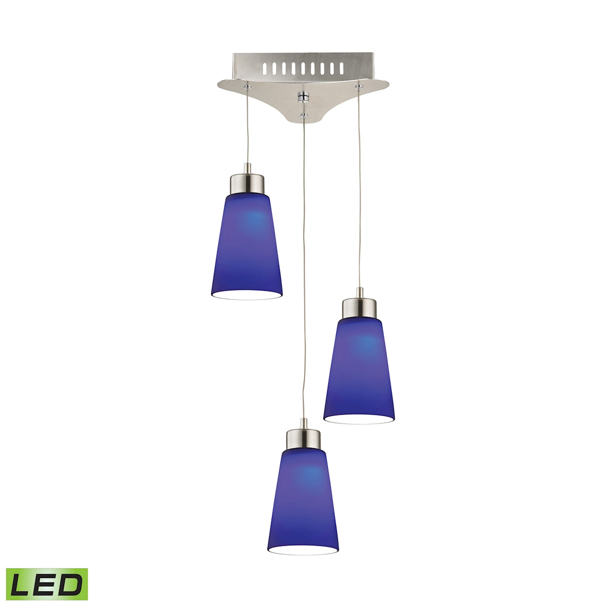 Coppa Triple Led Pendant Complete with Blue Glass Shade and Holder ELK Lighting LCA503-7-16M | Pendant Lamps | Modishstore