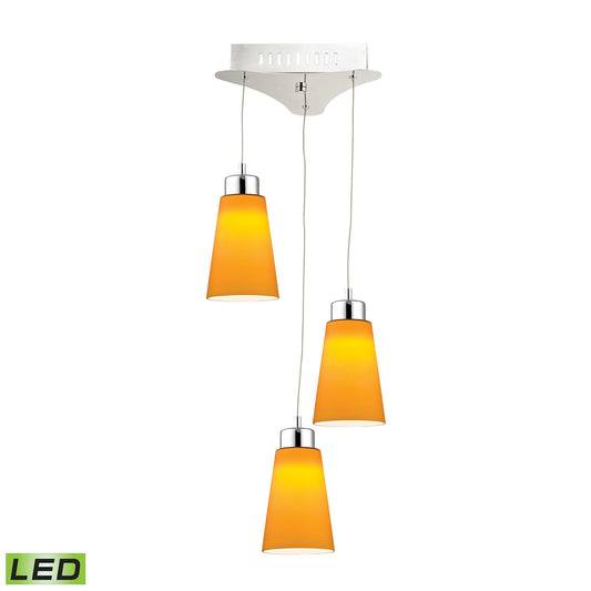Coppa Triple Led Pendant Complete with Yellow Glass Shade and Holder ELK Lighting | Pendant Lamps | Modishstore