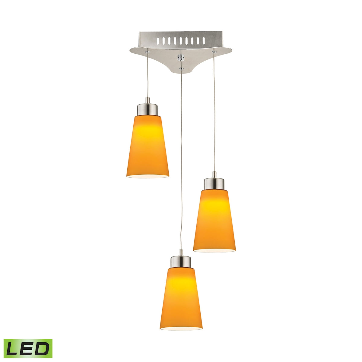 Buro Triple Led Pendant Complete with Yellow Glass Shade and Holder ELK Lighting | Pendant Lamps | Modishstore
