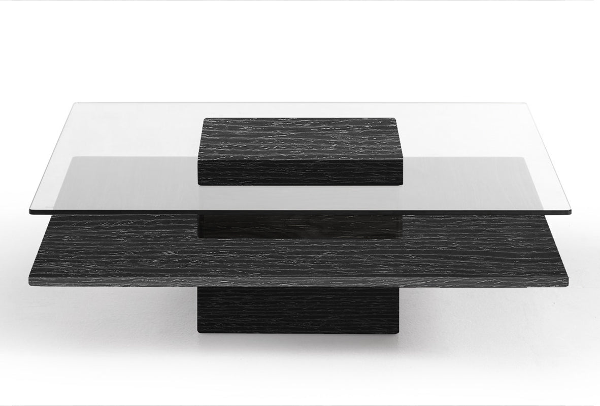 Vig Furniture Modrest Clarion Modern Grey Elm & Glass Coffee Table | Modishstore | Coffee Tables