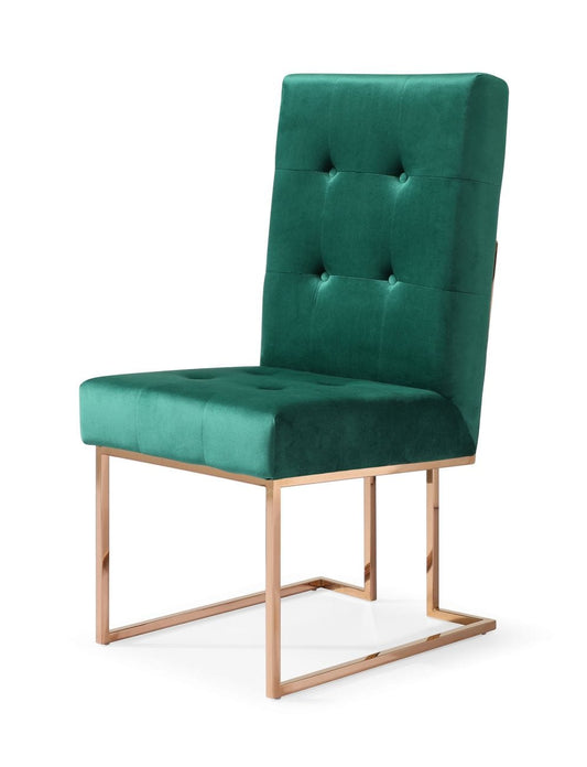 Modrest Legend Modern Green Velvet & Rosegold Dining Chair (Set of 2) | Modishstore | Dining Chairs