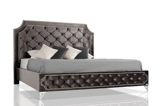 Modrest Leilah - Transitional Tufted Fabric Bed without Crystals | Modishstore | Beds