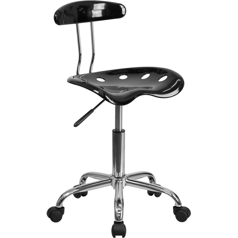 Vibrant Black And Chrome Swivel Task Office Chair With Tractor Seat By Flash Furniture | Office Chairs | Modishstore - 1