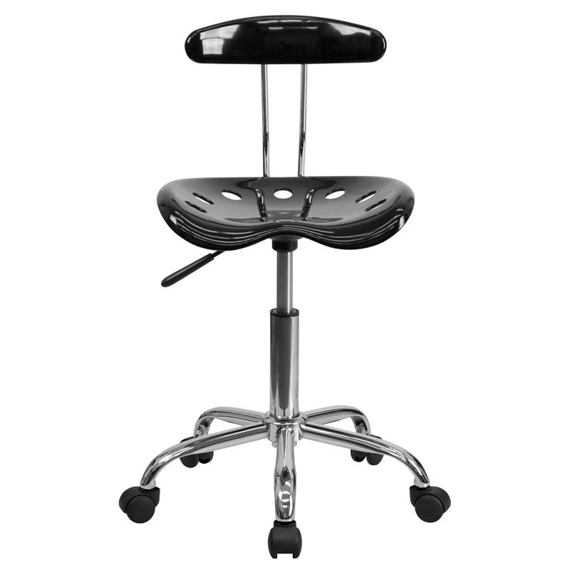 Vibrant Black And Chrome Swivel Task Office Chair With Tractor Seat By Flash Furniture | Office Chairs | Modishstore - 4
