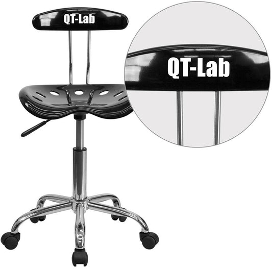 Personalized Vibrant Black And Chrome Swivel Task Office Chair With Tractor Seat By Flash Furniture | Office Chairs | Modishstore