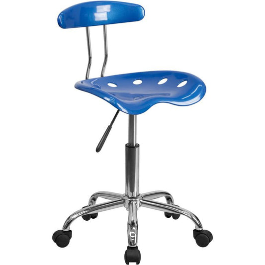 Vibrant Bright Blue And Chrome Swivel Task Office Chair With Tractor Seat By Flash Furniture | Office Chairs | Modishstore