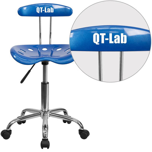 Personalized Vibrant Bright Blue And Chrome Swivel Task Office Chair With Tractor Seat By Flash Furniture | Office Chairs | Modishstore