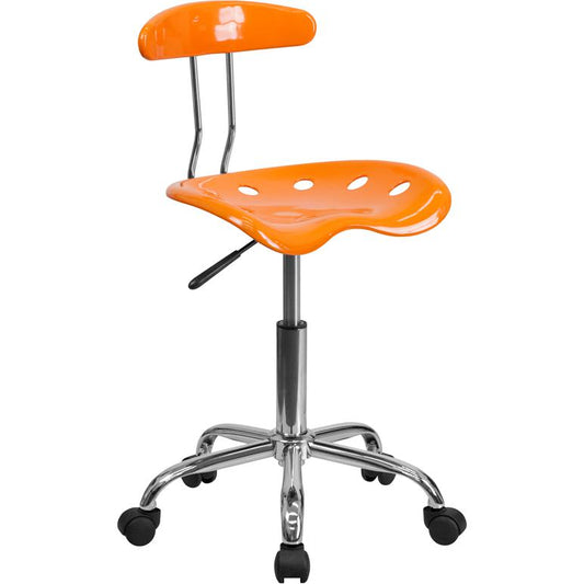 Vibrant Orange And Chrome Swivel Task Office Chair With Tractor Seat By Flash Furniture | Office Chairs | Modishstore
