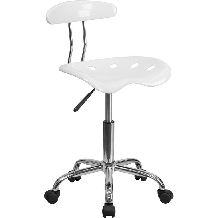 Vibrant White And Chrome Swivel Task Office Chair With Tractor Seat By Flash Furniture | Office Chairs | Modishstore - 1