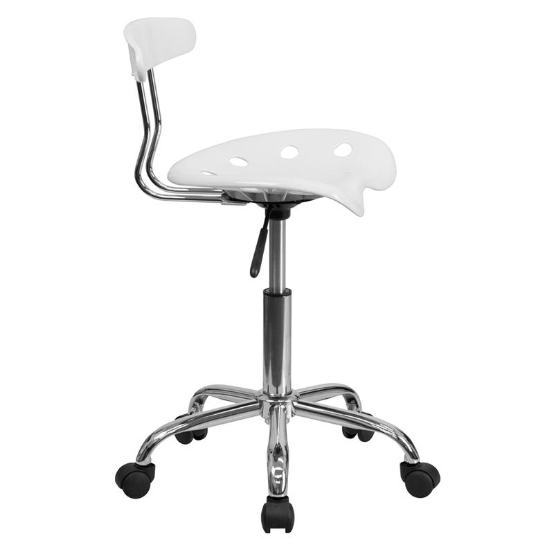 Vibrant White And Chrome Swivel Task Office Chair With Tractor Seat By Flash Furniture | Office Chairs | Modishstore - 2