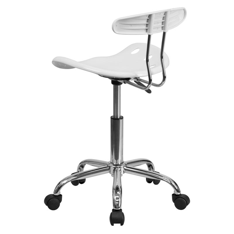 Vibrant White And Chrome Swivel Task Office Chair With Tractor Seat By Flash Furniture | Office Chairs | Modishstore - 3
