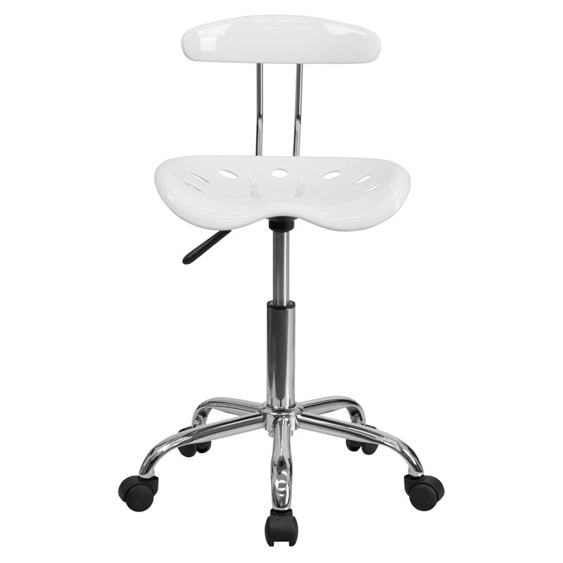 Vibrant White And Chrome Swivel Task Office Chair With Tractor Seat By Flash Furniture | Office Chairs | Modishstore - 4