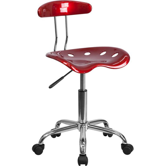 Vibrant Wine Red And Chrome Swivel Task Office Chair With Tractor Seat By Flash Furniture | Office Chairs | Modishstore