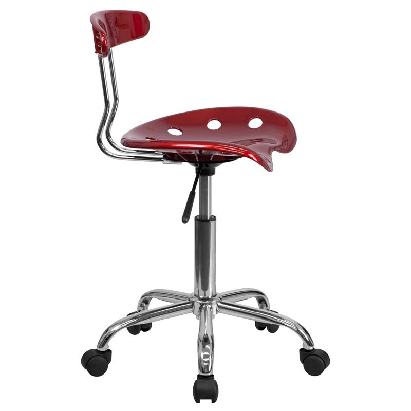 Vibrant Wine Red And Chrome Swivel Task Office Chair With Tractor Seat By Flash Furniture | Office Chairs | Modishstore - 2