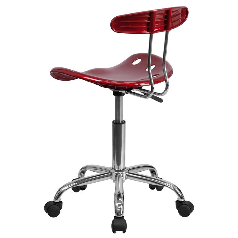 Vibrant Wine Red And Chrome Swivel Task Office Chair With Tractor Seat By Flash Furniture | Office Chairs | Modishstore - 3