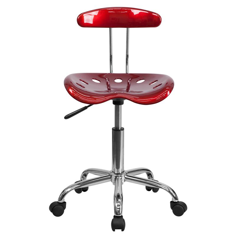Vibrant Wine Red And Chrome Swivel Task Office Chair With Tractor Seat By Flash Furniture | Office Chairs | Modishstore - 4