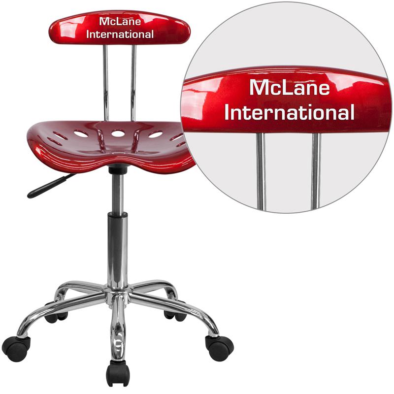 Personalized Vibrant Wine Red And Chrome Swivel Task Office Chair With Tractor Seat By Flash Furniture | Office Chairs | Modishstore - 1
