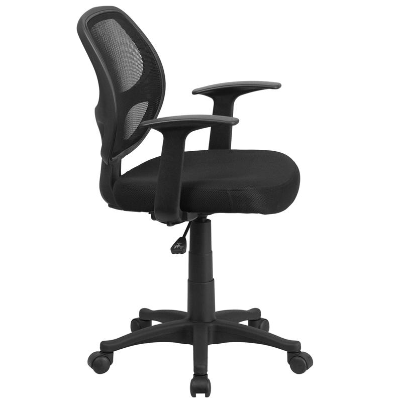 Mid-Back Black Mesh Swivel Ergonomic Task Office Chair With T-Arms - Desk Chair, Bifma Certified By Flash Furniture | Office Chairs | Modishstore - 2