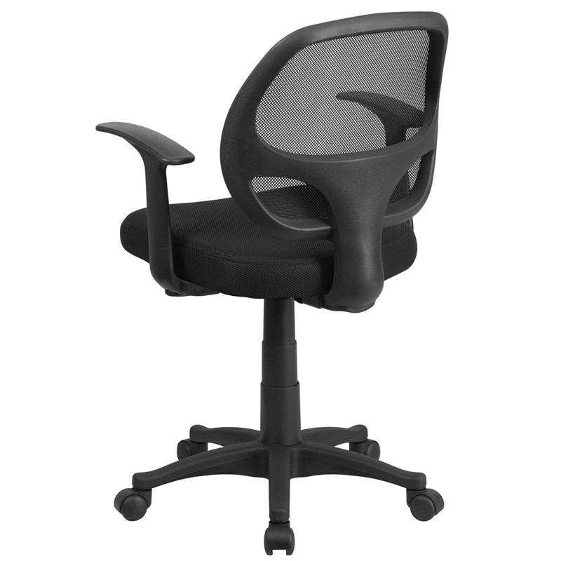 Mid-Back Black Mesh Swivel Ergonomic Task Office Chair With T-Arms - Desk Chair, Bifma Certified By Flash Furniture | Office Chairs | Modishstore - 3