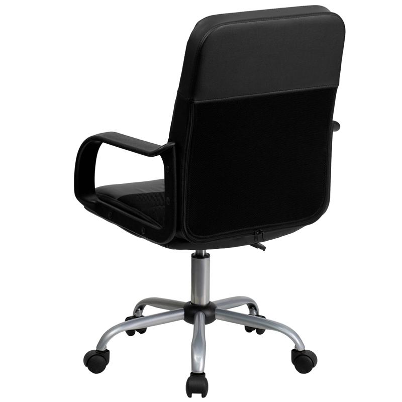 Mid-Back Black Leathersoft And Mesh Swivel Task Office Chair With Arms By Flash Furniture | Office Chairs | Modishstore - 3
